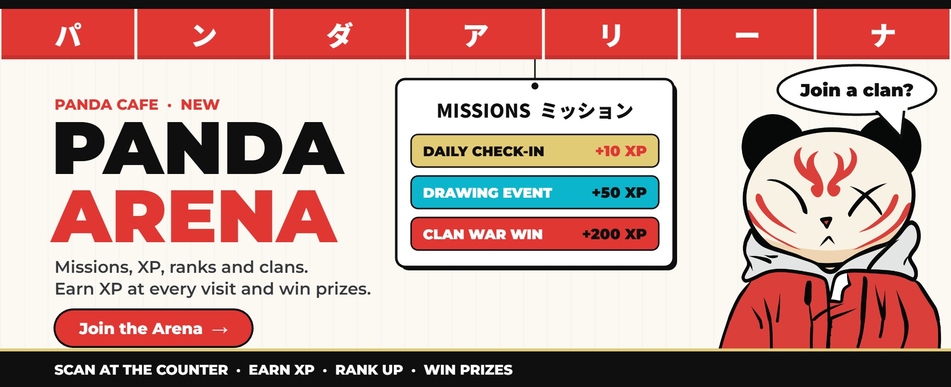 Panda Arena at Panda Cafe Belgrade: missions, XP, ranks and clans